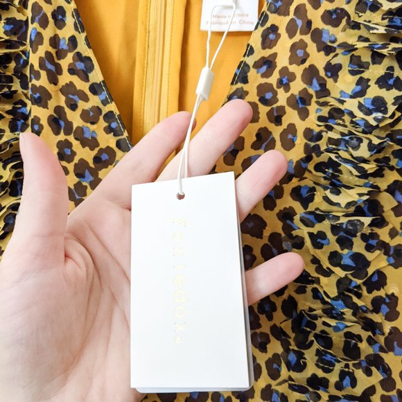 New Foxiedoe Sassa Leopard Printed Cutout Back Fringe Tiered Mini Dress - Picture 6 of 12